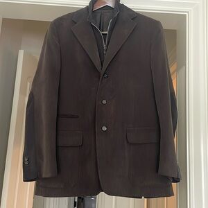 Corneliani brown corduroy blazer 54R with zip out quilted insert. No flaws